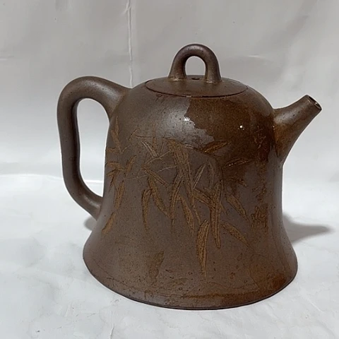 茶壶紫泥快*点宜兴紫砂秦权刻绘还原玉成窑