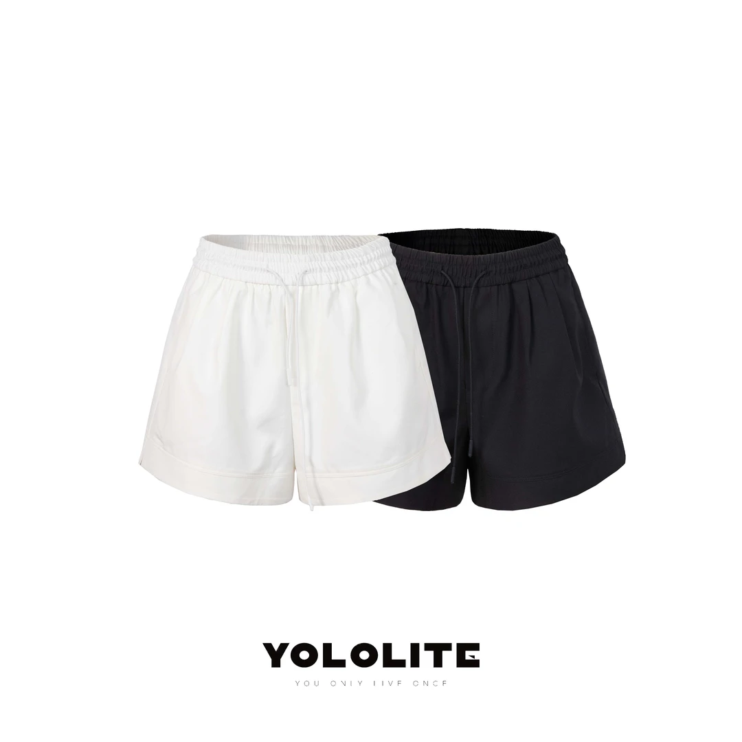 YOLOLITE【海边漫步】2997夏季新款高腰显瘦松紧抽绳宽松阔腿短裤