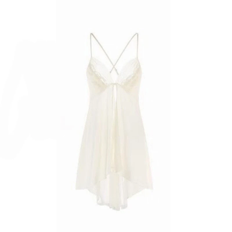 「张希曦」一抹幽兰：性感法式加胸垫吊带连衣裙私房性感睡裙