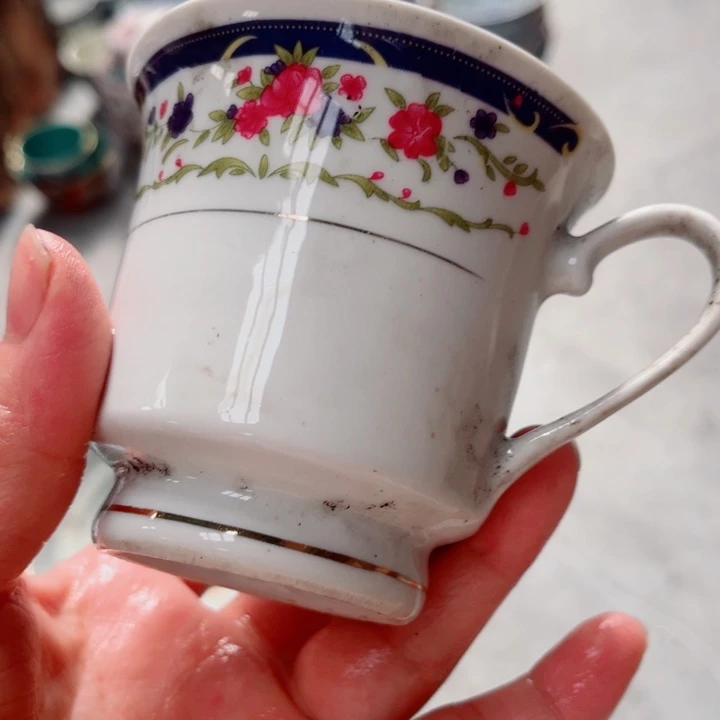 青花玲珑小红花脏脏杯