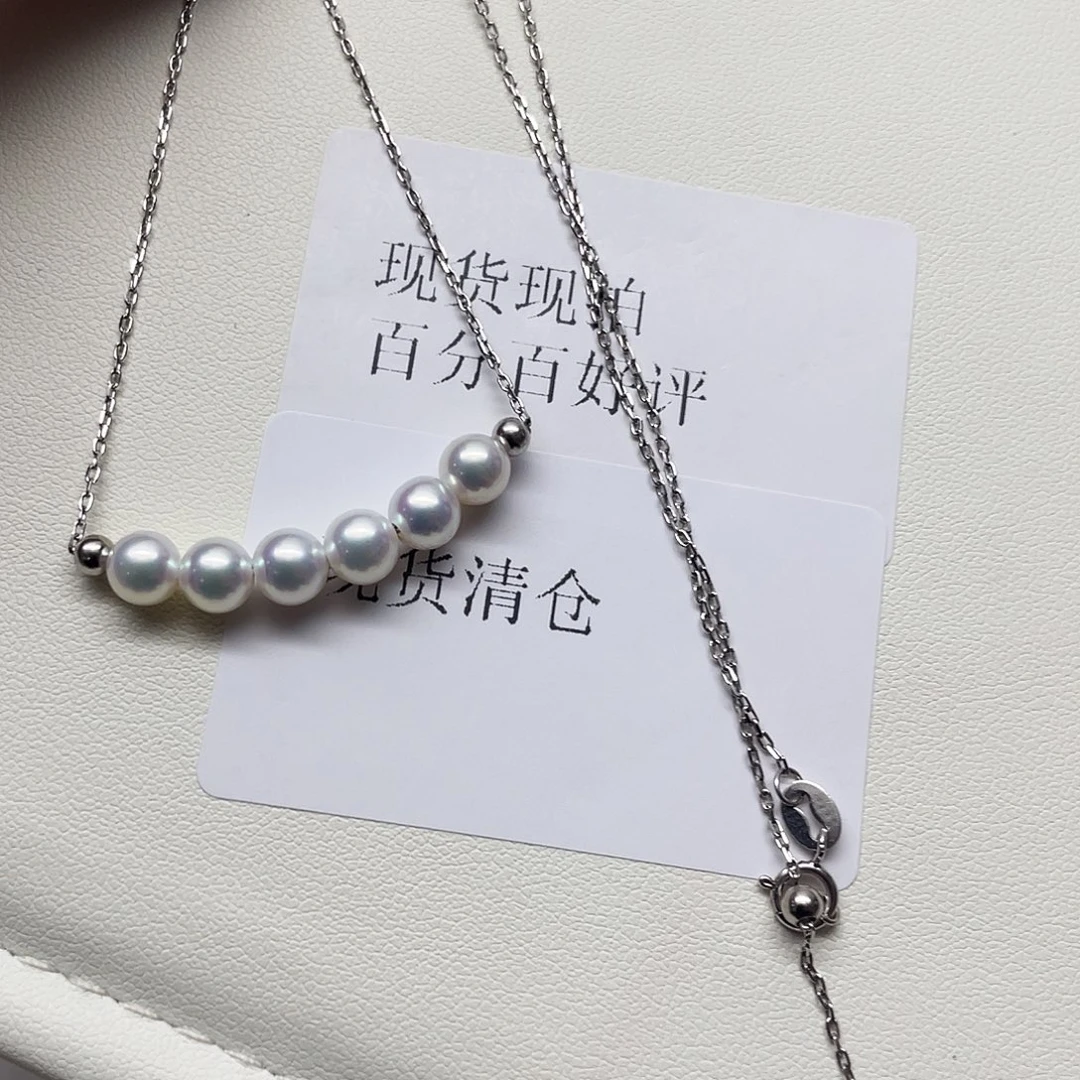 圆***团淡水珍珠银S925镶嵌套链