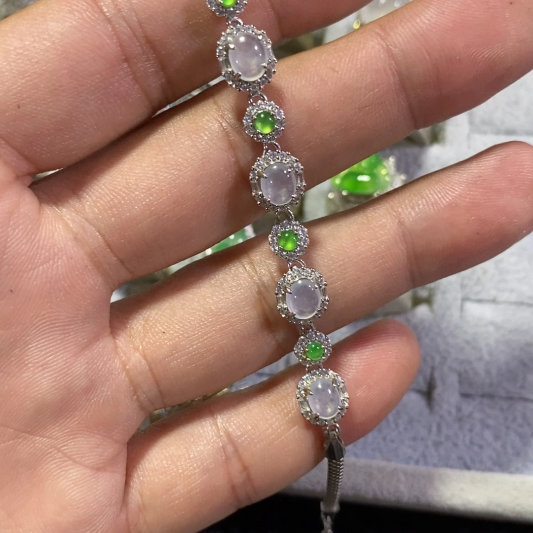 张***旺翡翠银S925镶嵌手链