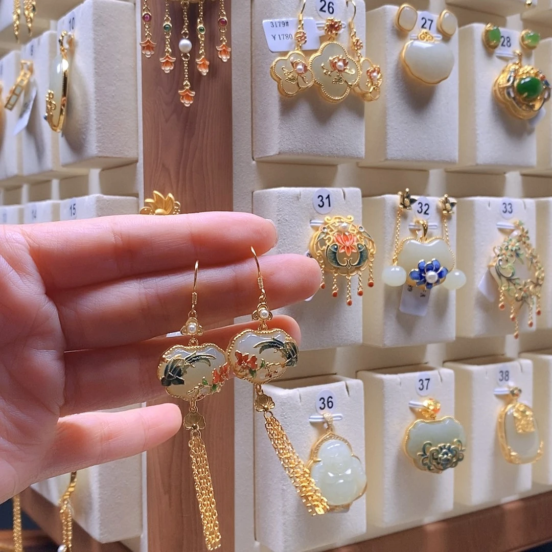 和田玉颈饰银S925镶嵌