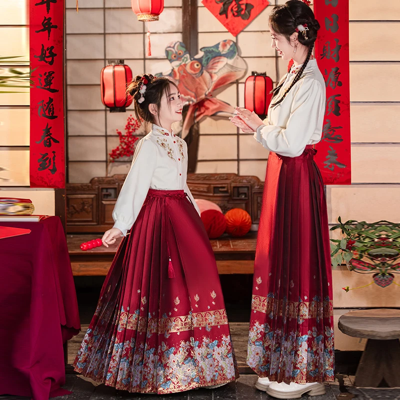 忆江南【蓝凰】女童马面裙汉服高端轻奢秋冬款拜年服爆款日常加绒