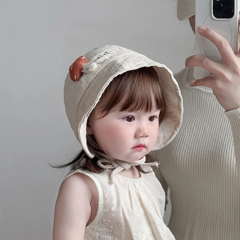 宝宝帽子春夏薄款大檐宫廷帽韩版洋气护耳帽婴幼儿出游遮阳帽防晒