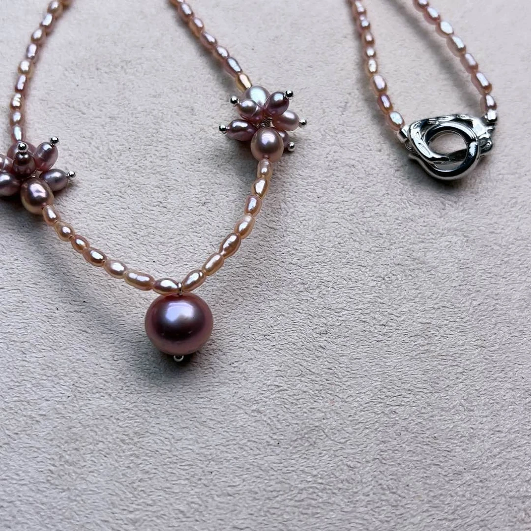 淡水珍珠颈饰银S925镶嵌