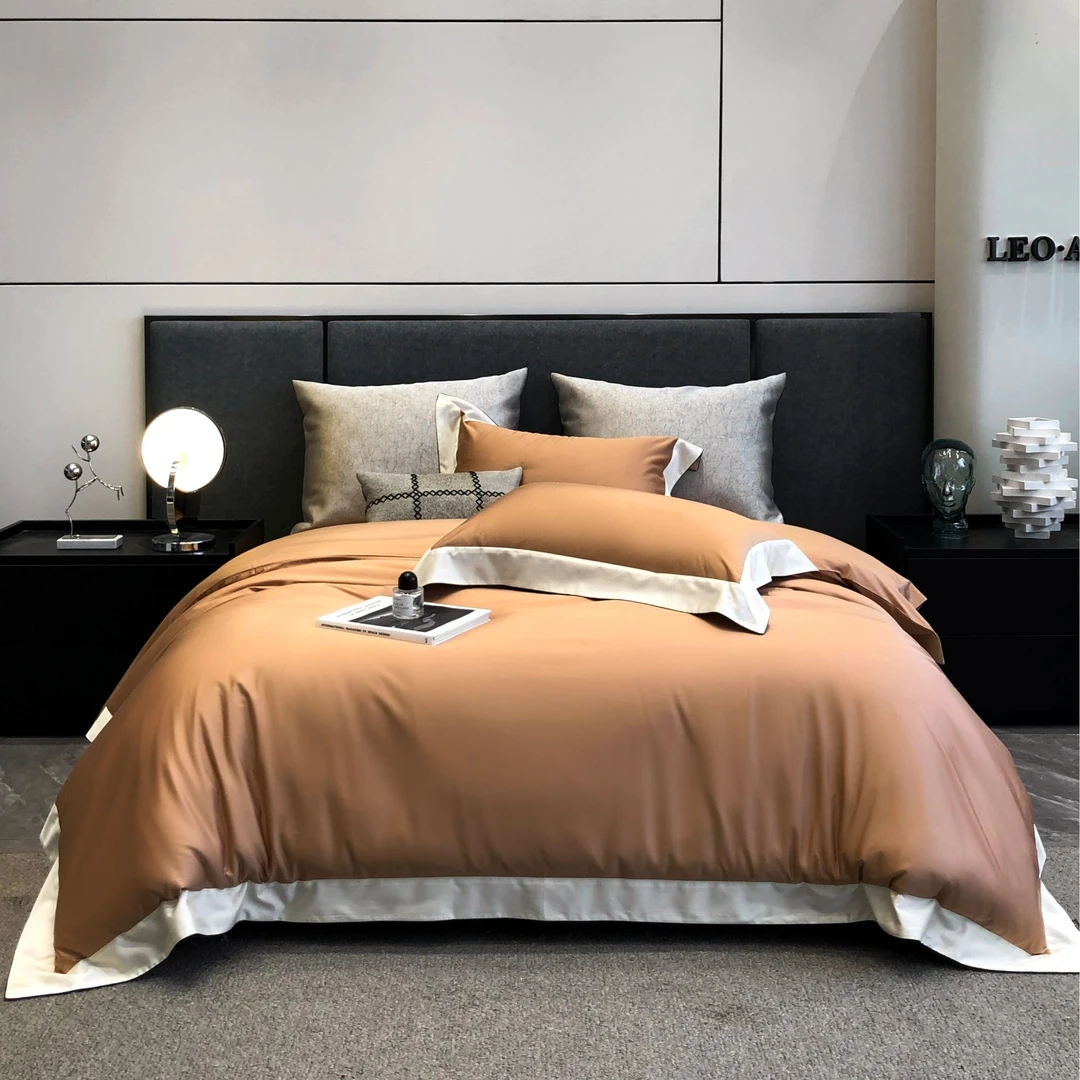 慕宸【灵诺】简约轻奢丝滑纯色高支高密被套天丝棉床盖四件套床品