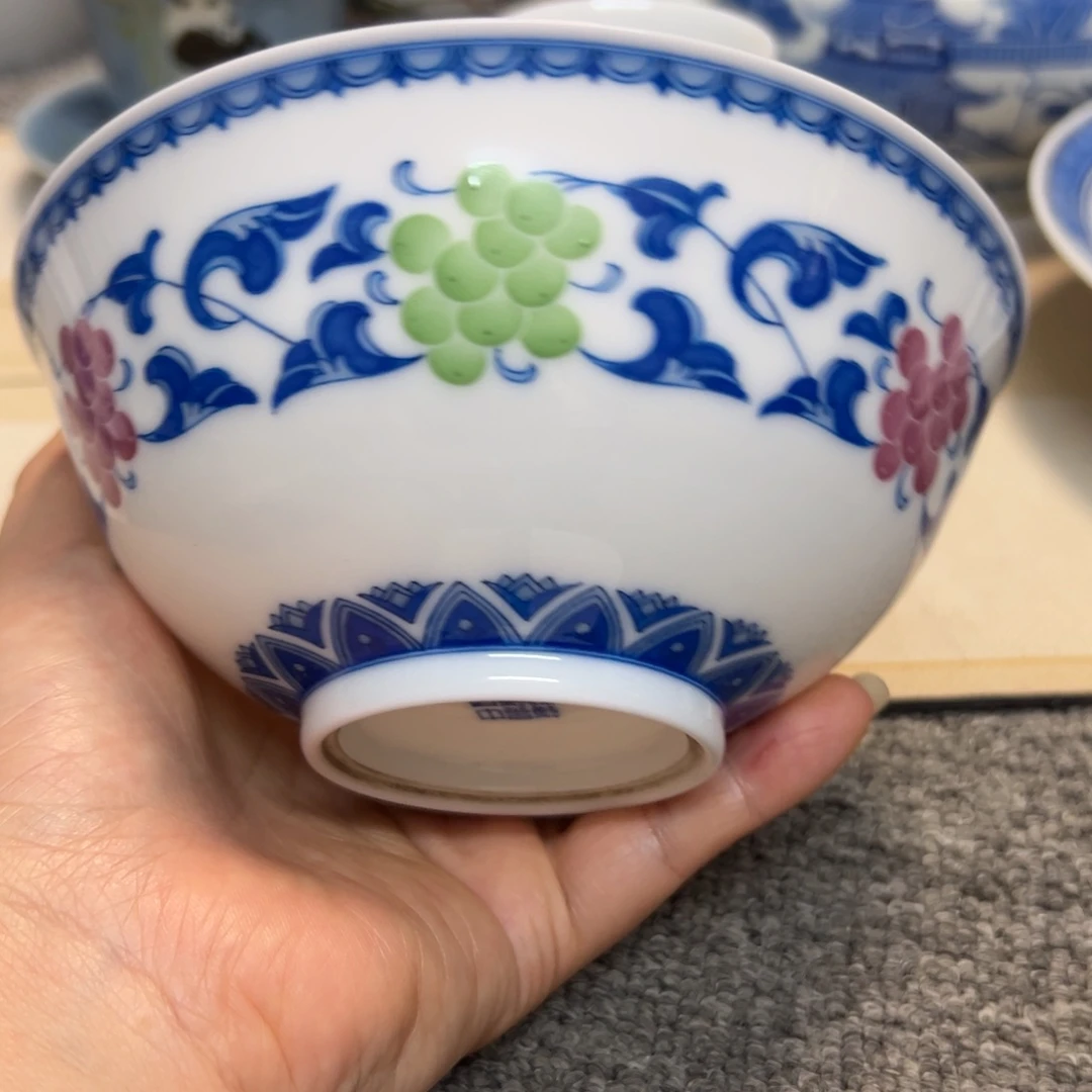 唐***菜碗景德镇陶瓷釉中彩碗