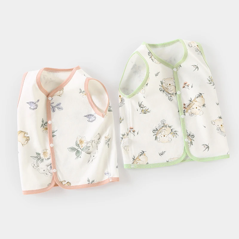 儿童马甲春秋外穿纯棉护肚背心男女宝宝无袖上衣贴身打底无骨开衫