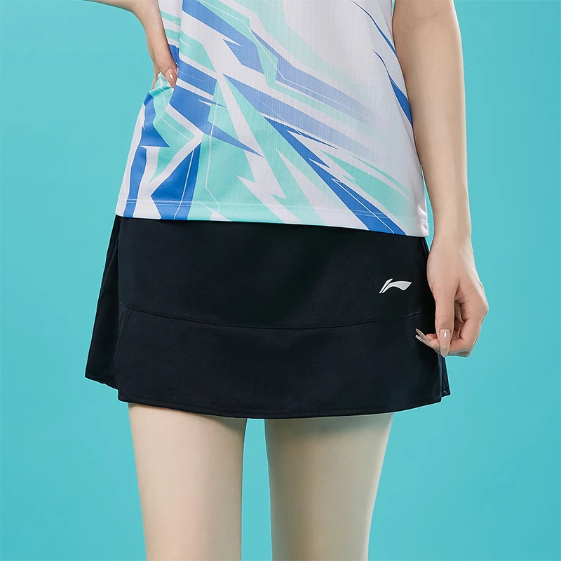 李宁羽毛球服女款裤裙夏季新款速干凉爽半身短裙女款网球裙运动裙