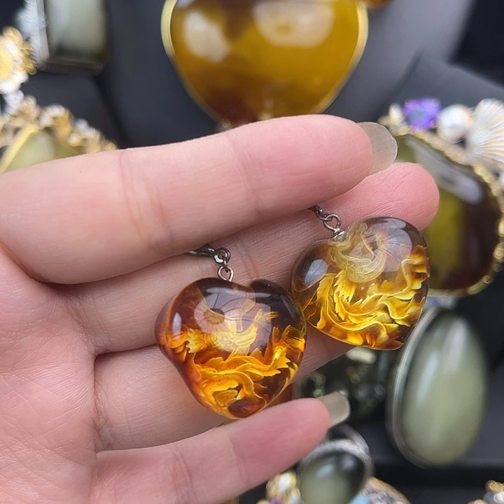 琥珀银S925镶嵌裸石