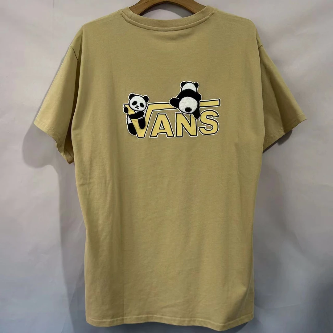 VANS 夏季熊猫刺绣新款百搭舒适男女同款休闲圆领短袖VN000P3TYUU