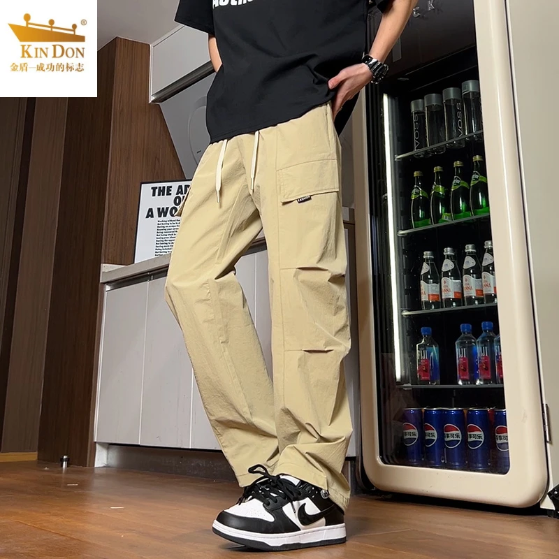 金盾防水简约伐木工装裤男生2025春夏美式伞兵潮牌户外休闲长裤男