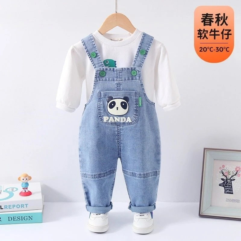 宝宝牛仔背带裤2025新款洋气时髦春装裤子男女童休闲弹力牛仔裤潮