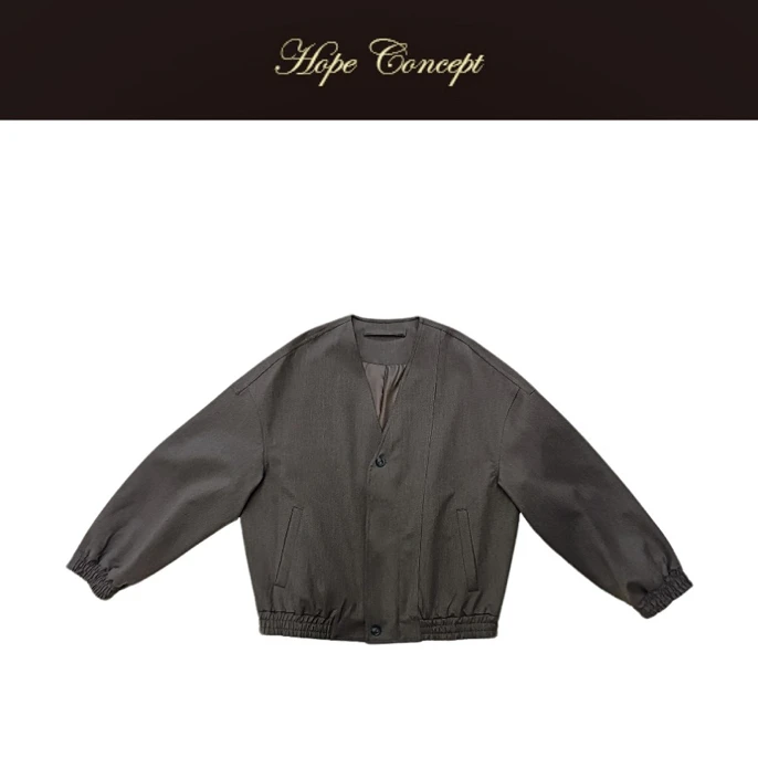 25389#HOPECONCEPT都市简约风V领纽扣式廓形质感休闲外套