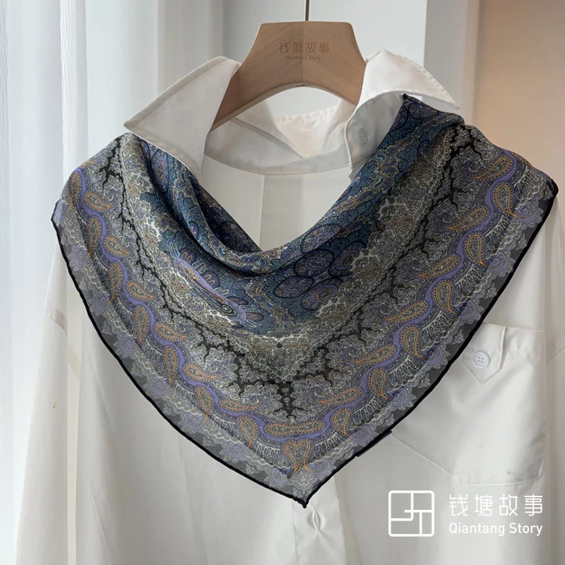 Qiantang Story/钱塘故事真丝西丽纱-70方巾尊贵紫腰果桑蚕丝丝巾