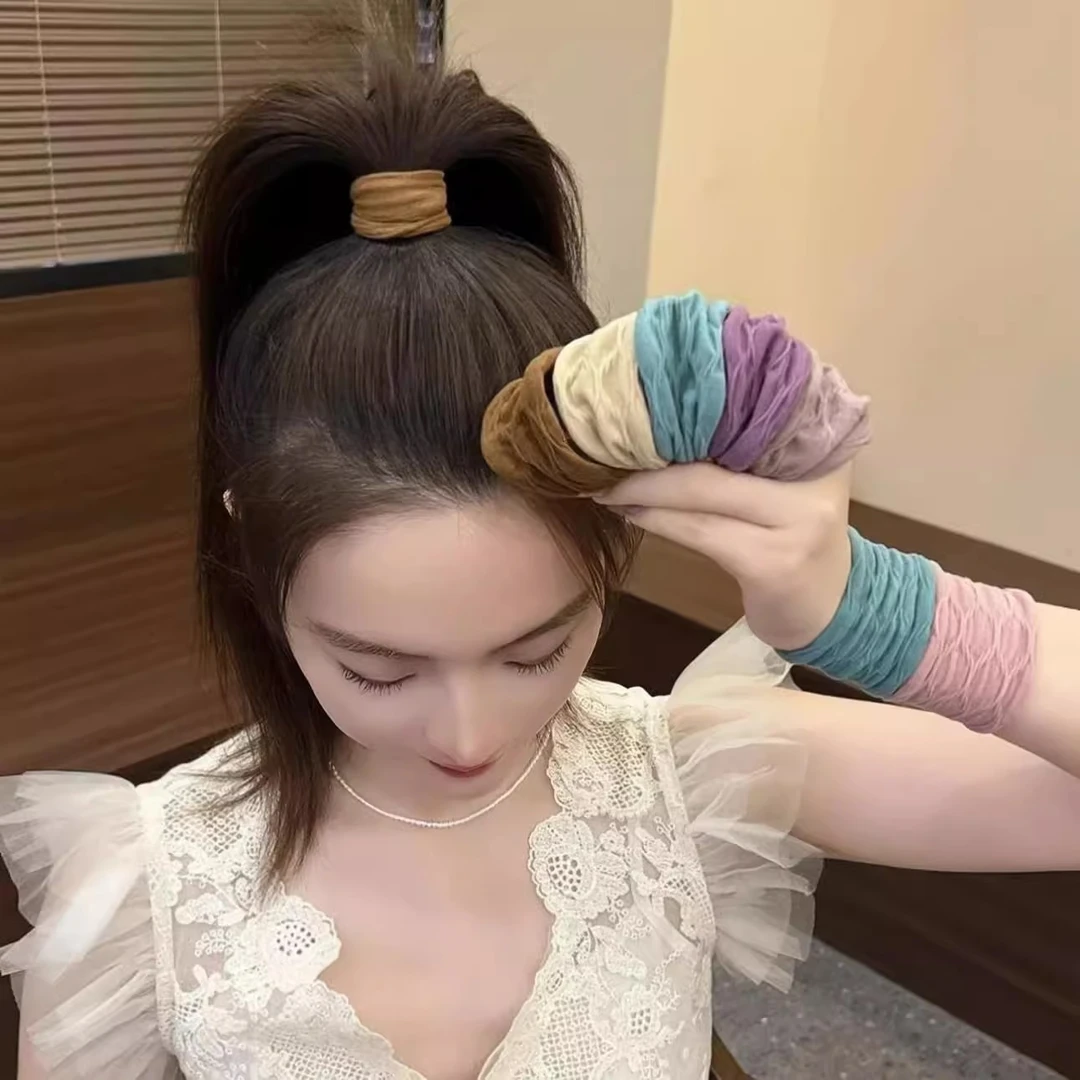 升级版提花系列超柔软高弹耐用面膜肌肤感发圈韩版超宽发绳