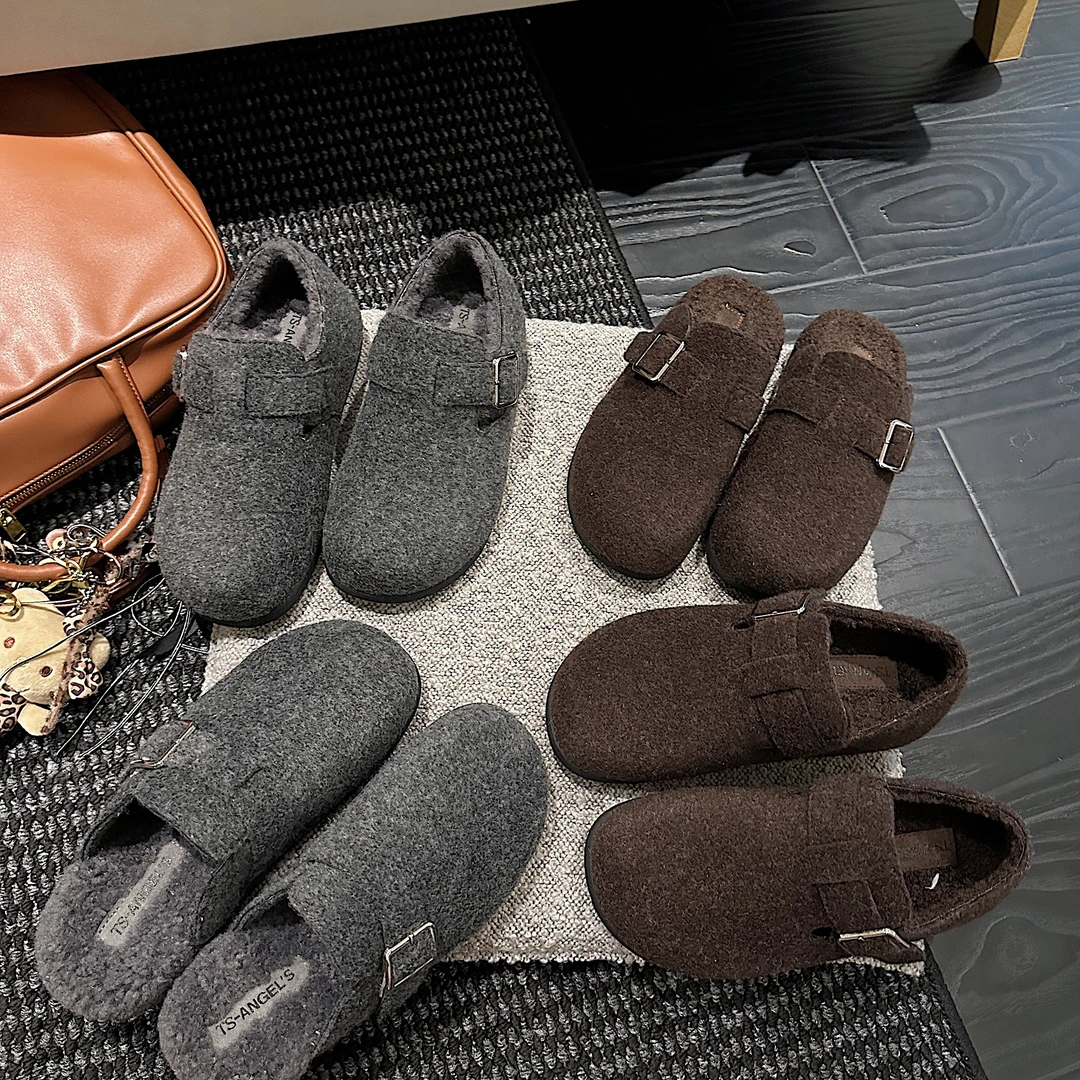 TS单鞋2024秋冬半拖加绒百搭勃肯鞋女