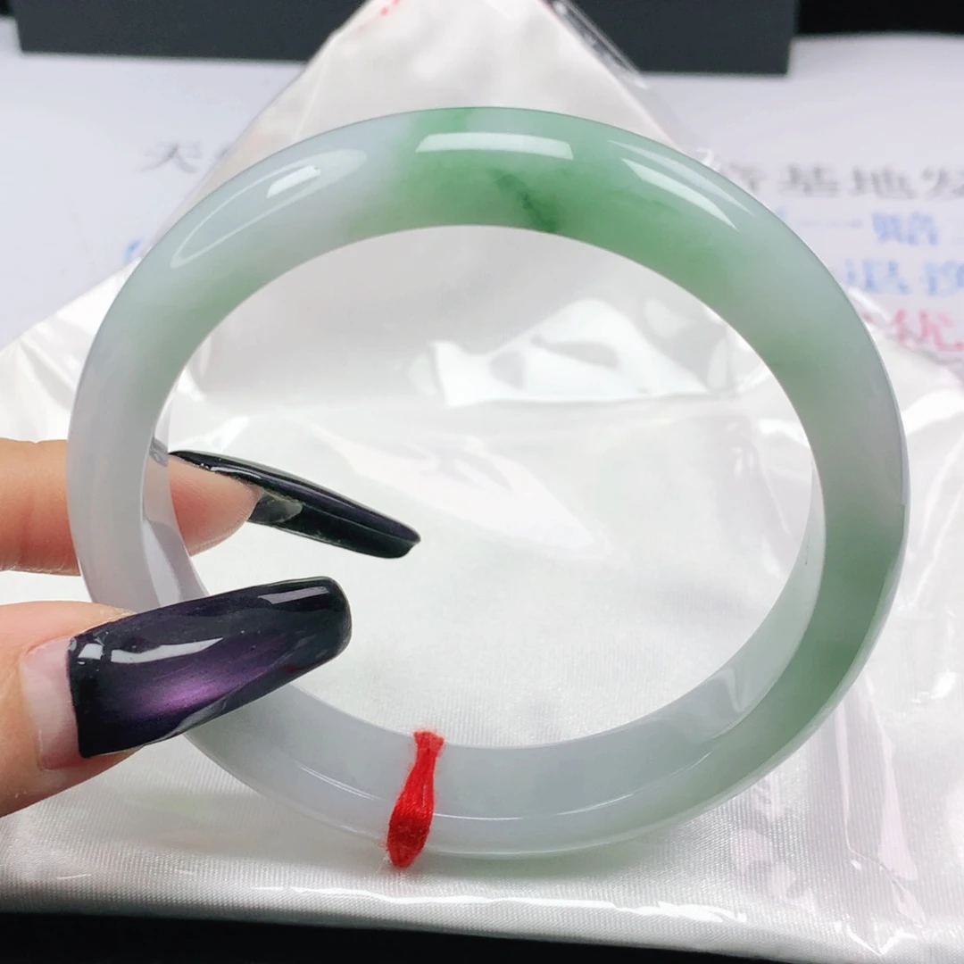 未镶嵌手镯翡翠翡翠61.1牛奶底飘绿花正圈