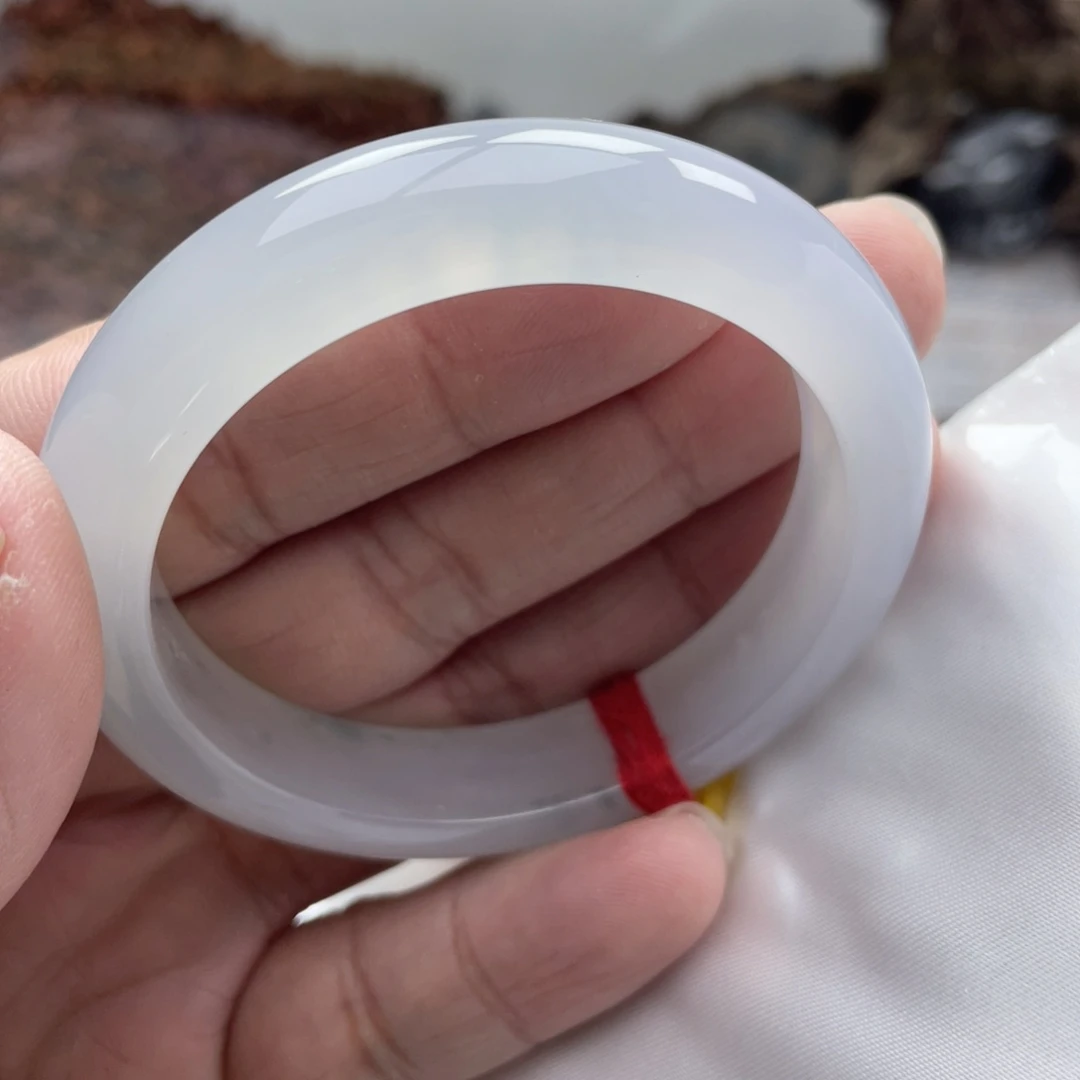 翡翠未镶嵌手镯53.5糯冰种老起胶光