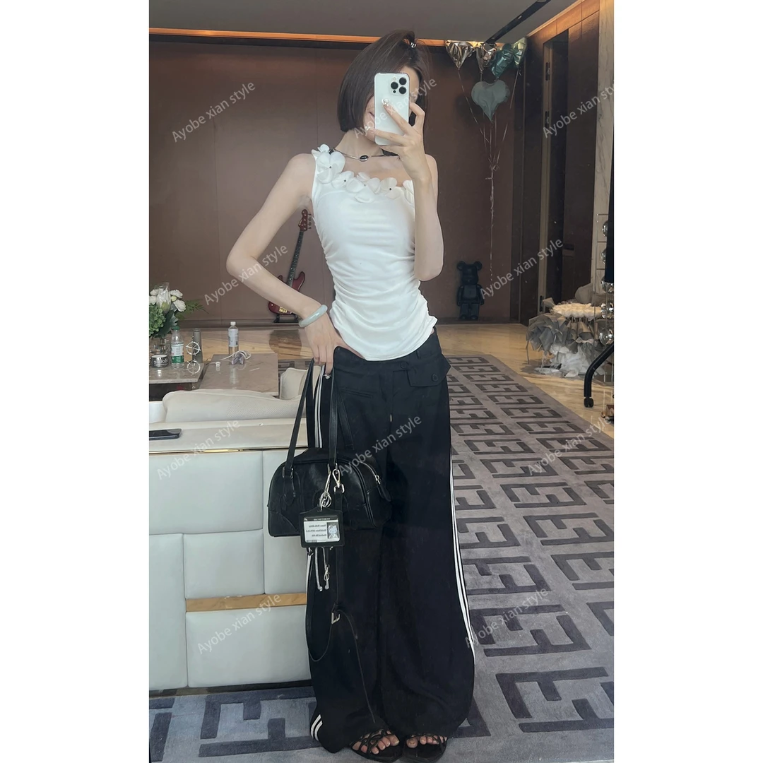 AYOBE小贤/灰暗唱片 复古高级感侧条垂感西裤休闲长裤(配抽绳)