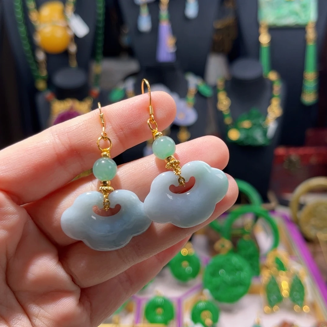 【闪购商品】翡翠耳饰未镶嵌 如意