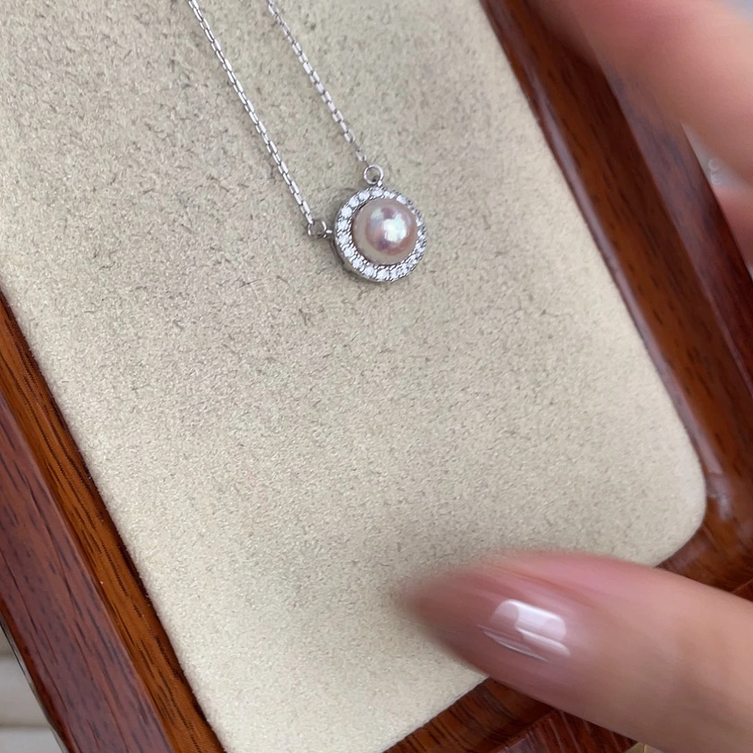 海水珍珠银S925镶嵌颈饰