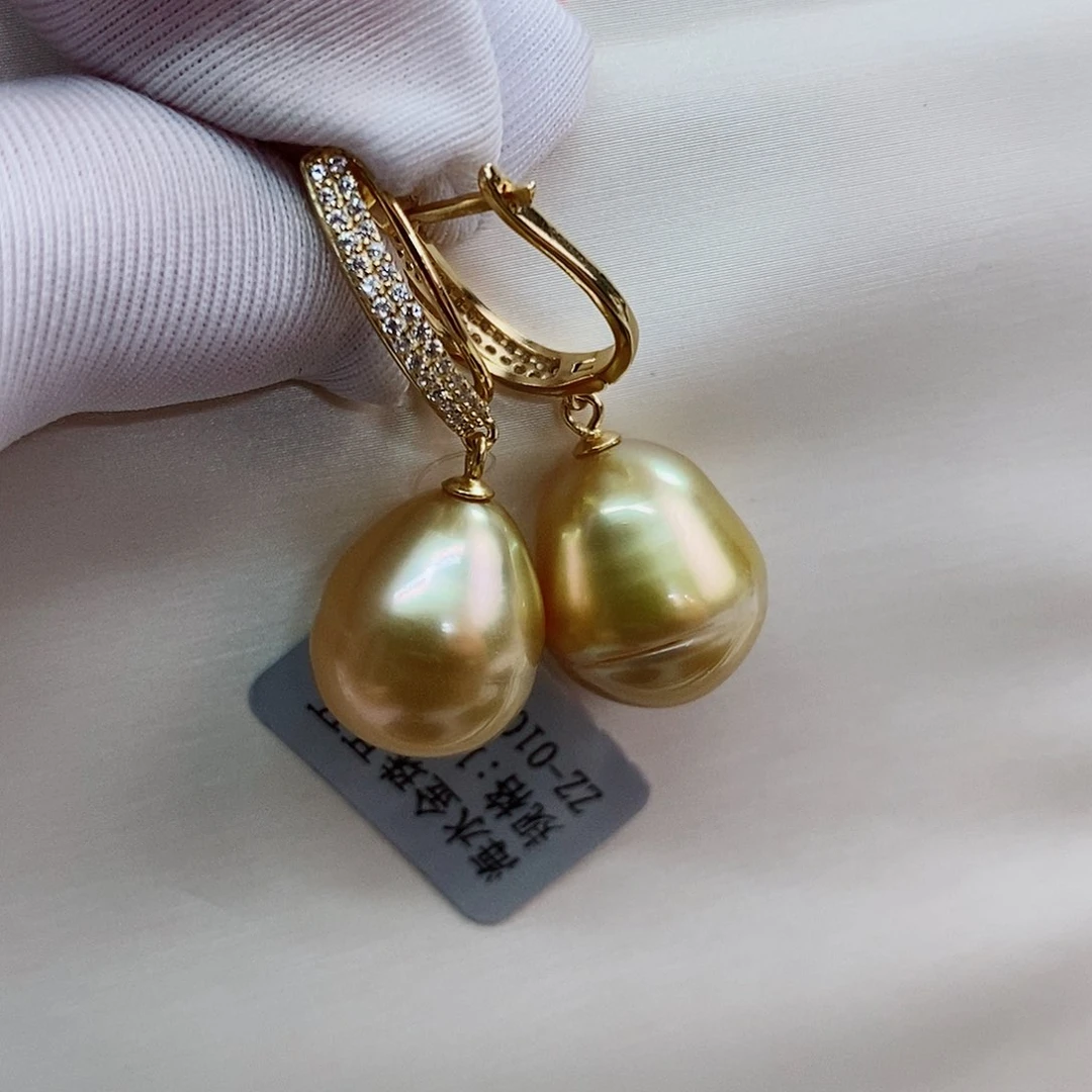 银S925镶嵌耳饰海水珍珠13-14