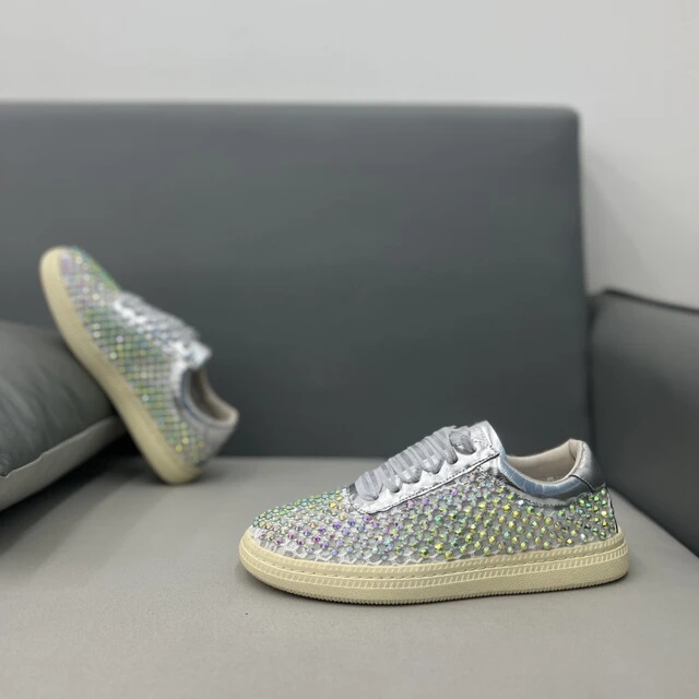 Caring Kiss夏季男款时尚潮流百搭亮钻面圆头系带厚底增高休闲中