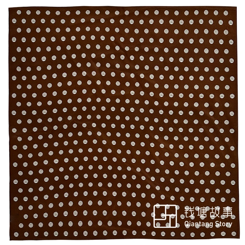 Qiantang Story/钱塘故事真丝双绉-70cm焦糖波点桑蚕丝丝巾68cm