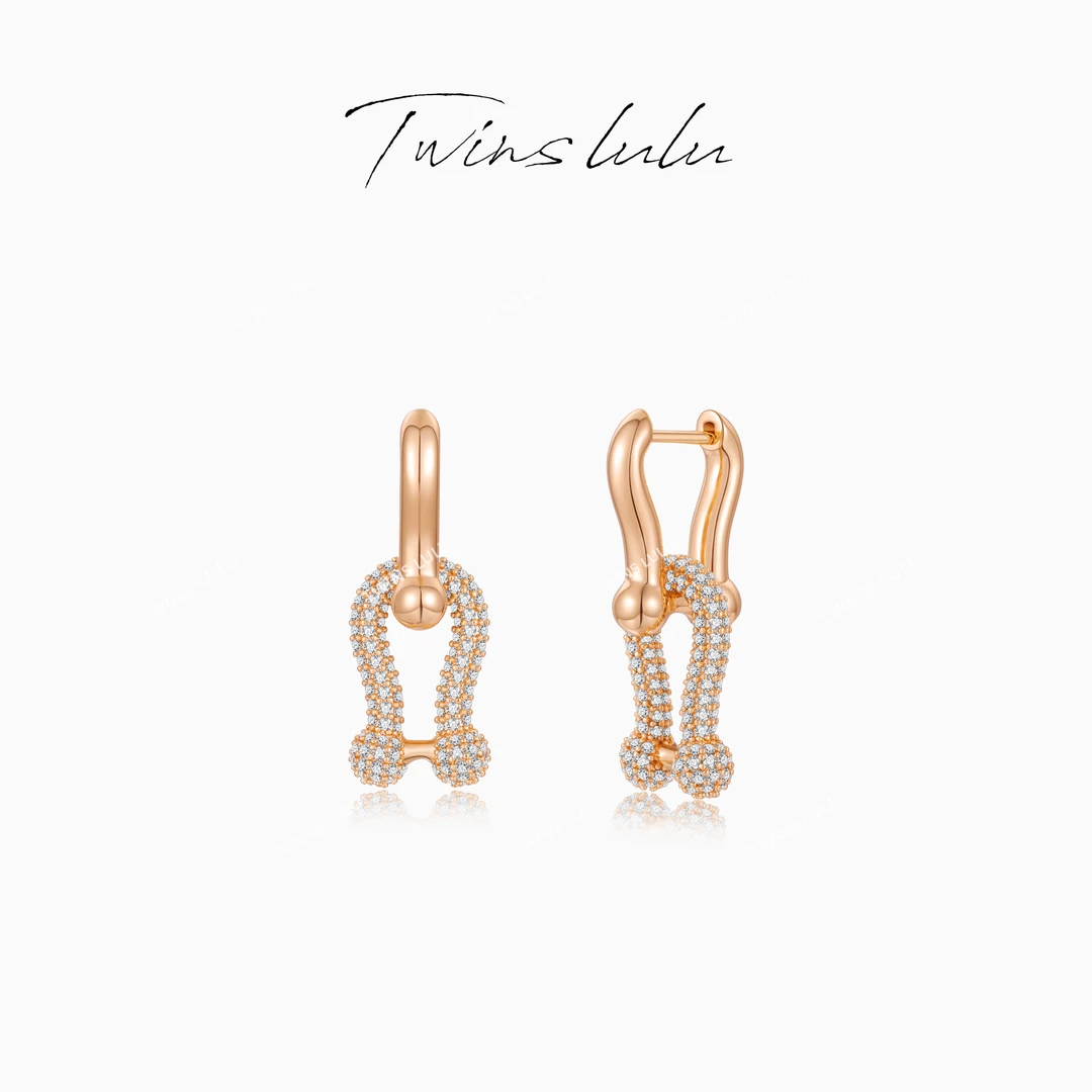 TWINS LULU 镀K金秋上新气质高级感精致马蹄拼接耳环TSL2356