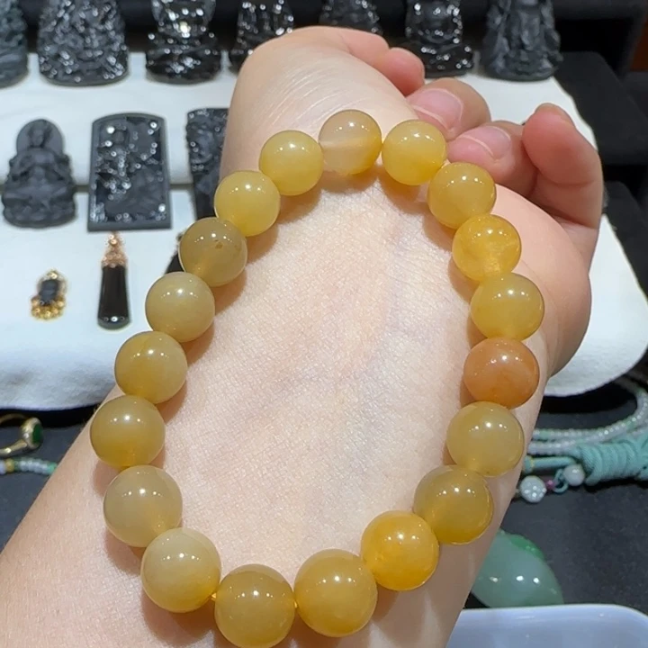 石英质玉（黄龙玉）合金手链手串