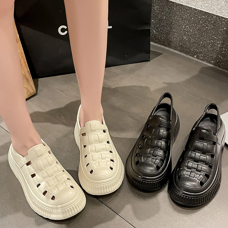 镂空休闲凉鞋女外穿年夏季新款时尚百搭松糕厚底增高防滑女鞋