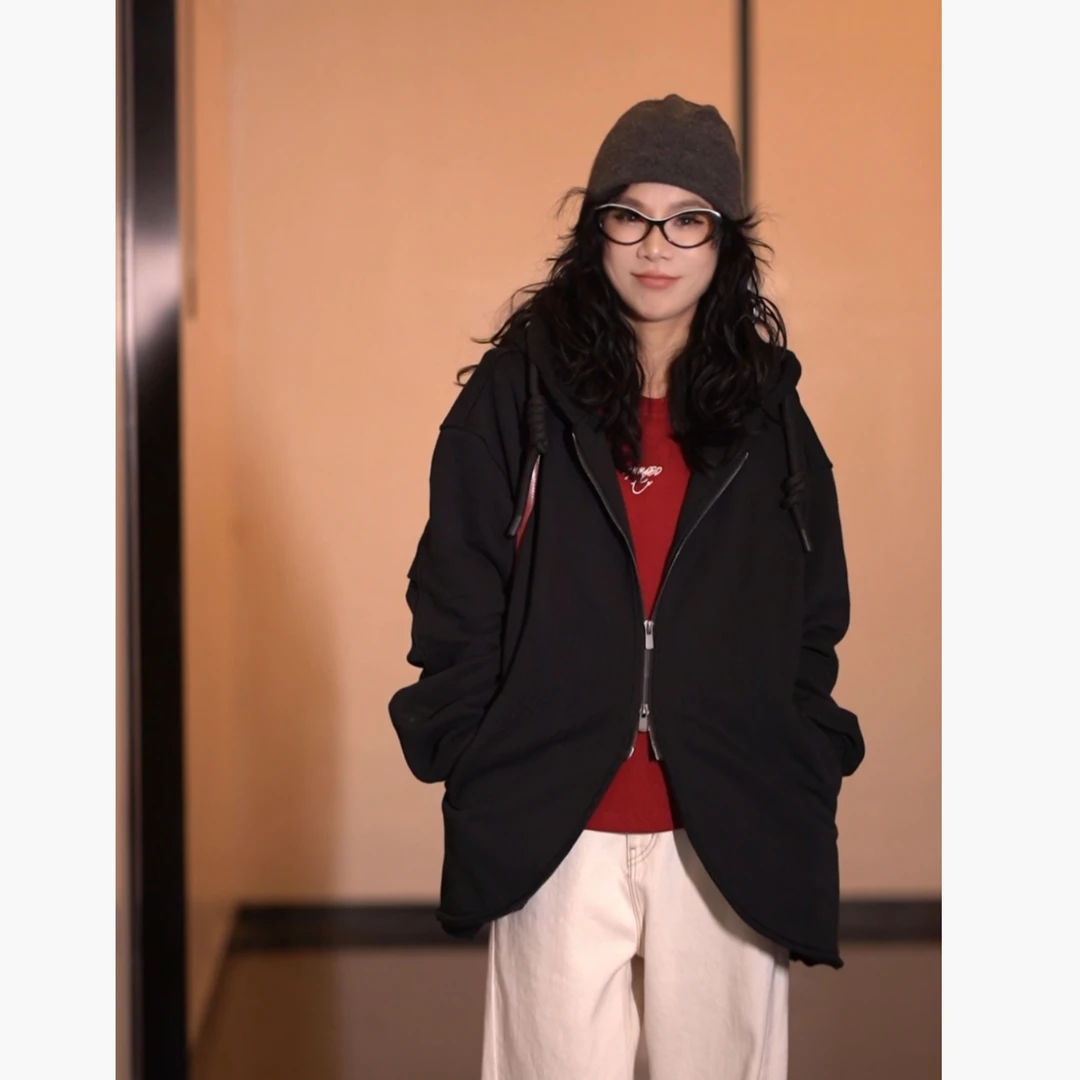 z.dage-‘旷野人生’时尚极简风秋冬款开衫拉链连帽卫衣-25025