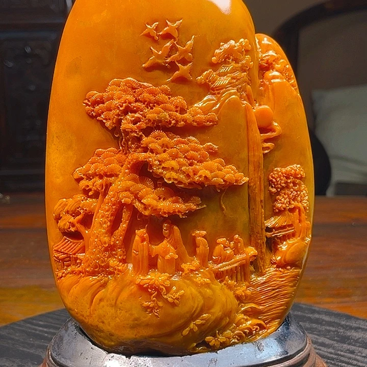 寿山石松下雅聚，访友图.