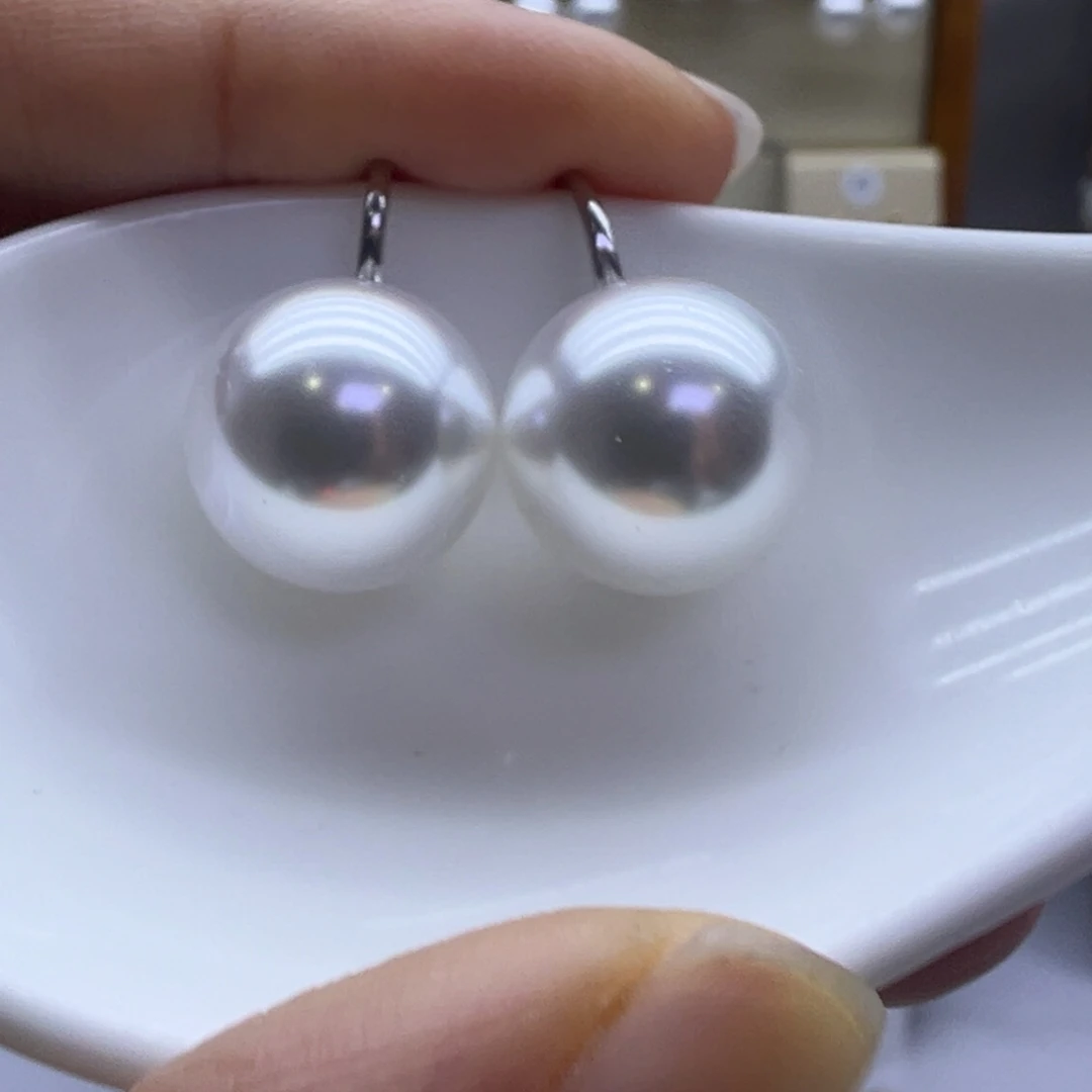 耳饰银S925镶嵌淡水珍珠