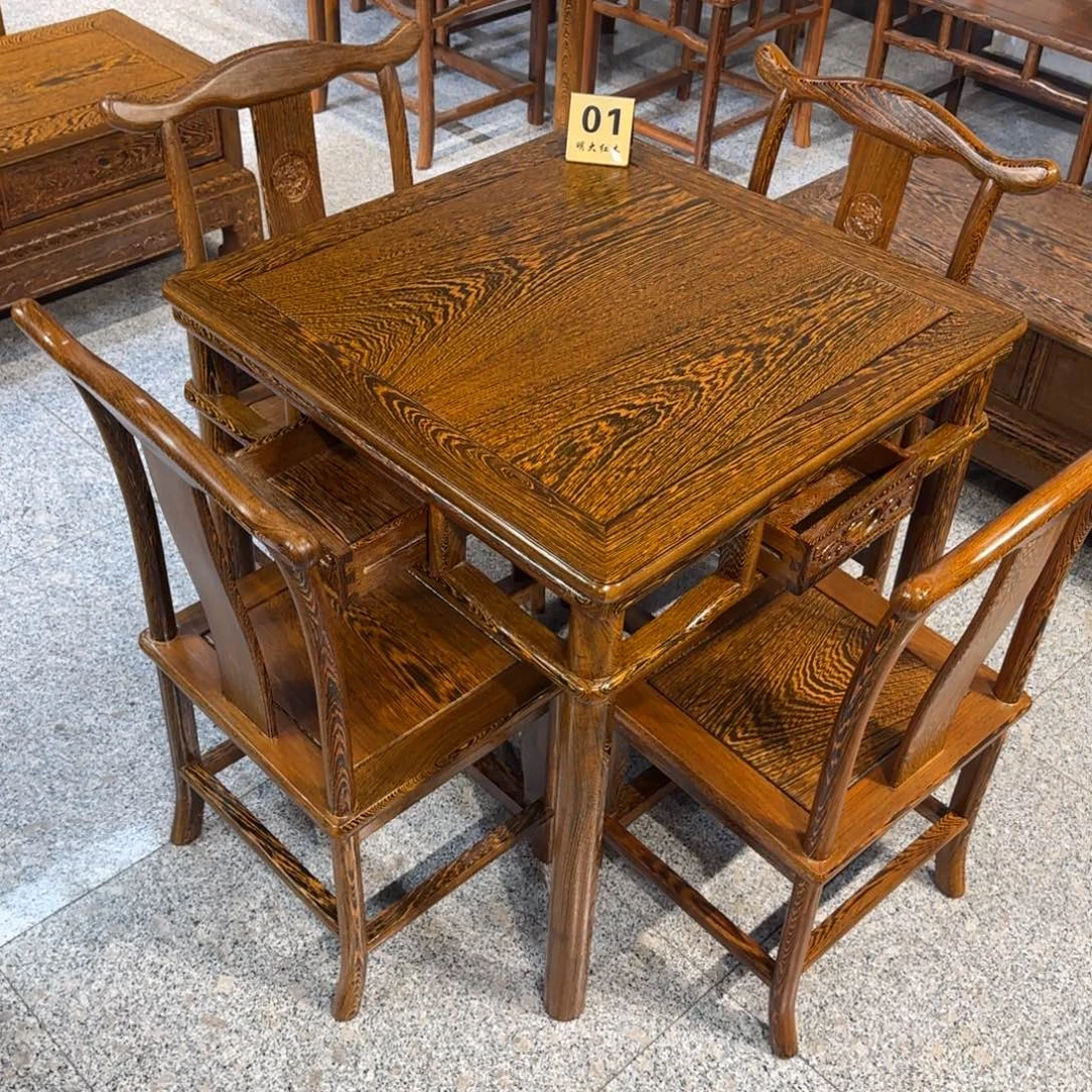 鸡翅木类成套家具68✖️68高68一桌四椅