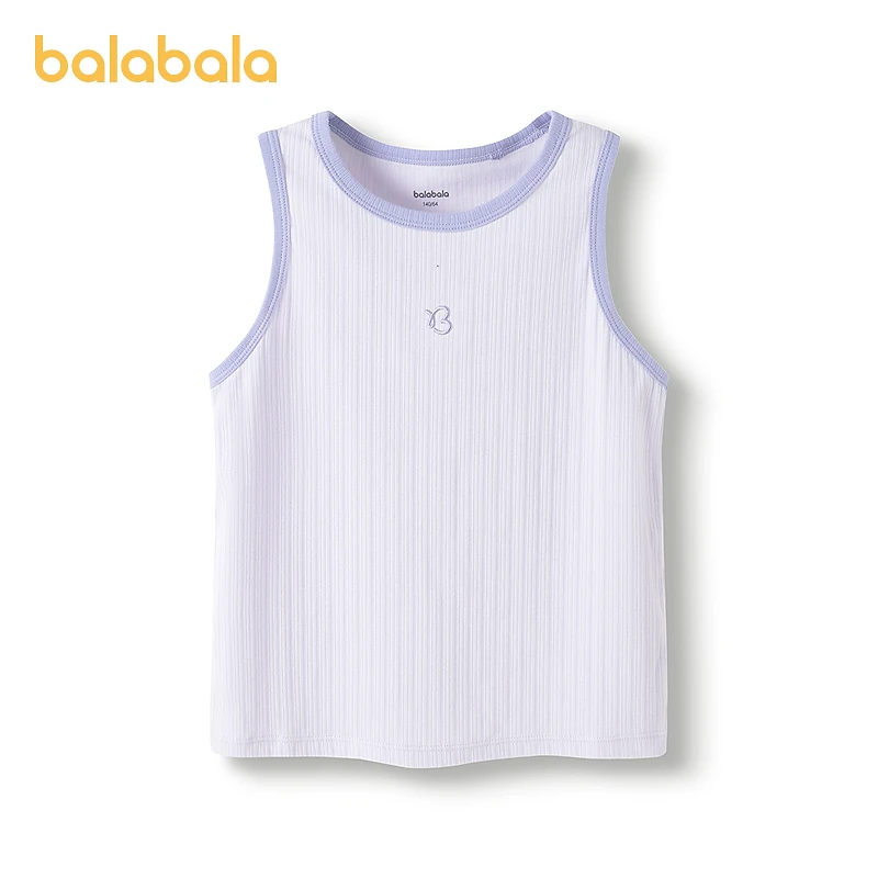 巴拉巴拉童装儿童背心女童夏装中幼童无袖休闲绣花甜美圆领上衣女