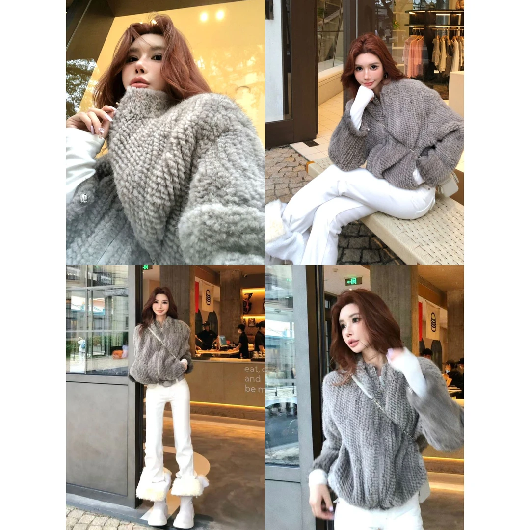 LI婉君【丹麦水貂】紫标丹麦哥本哈根水貂手工编织皮草LWJ25D4C3690