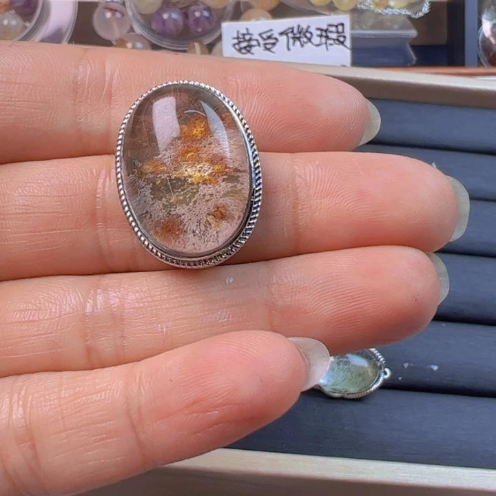水晶手链银S800镀金镶嵌黄*小