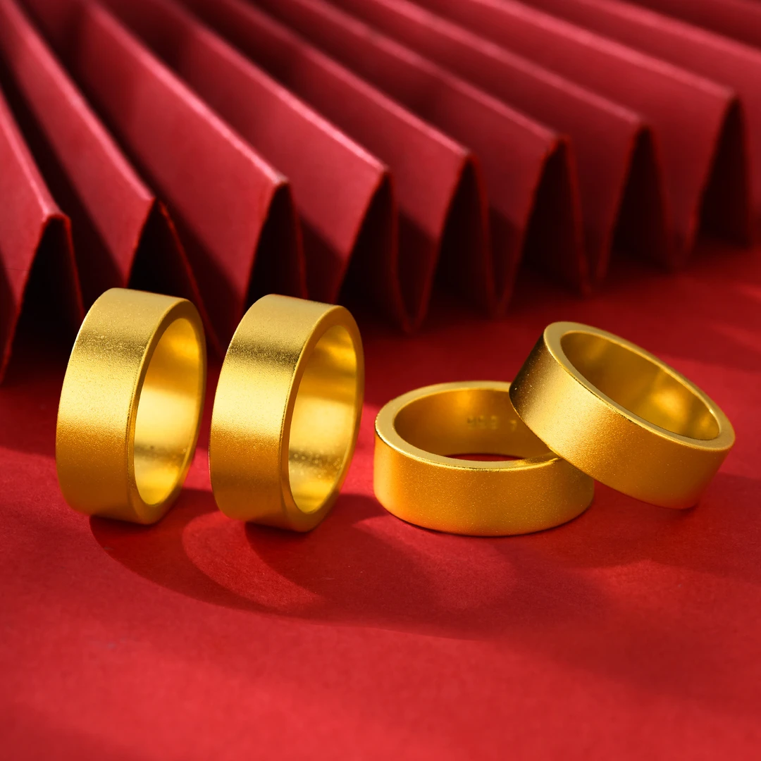 铜合金戒指 铜合金戒指 素圈闭口磨砂指环情侣对戒实心哑光