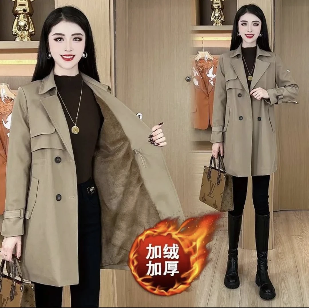 764-1高级感风衣外套女士洋气质春秋装2024新款英伦风中长款大衣