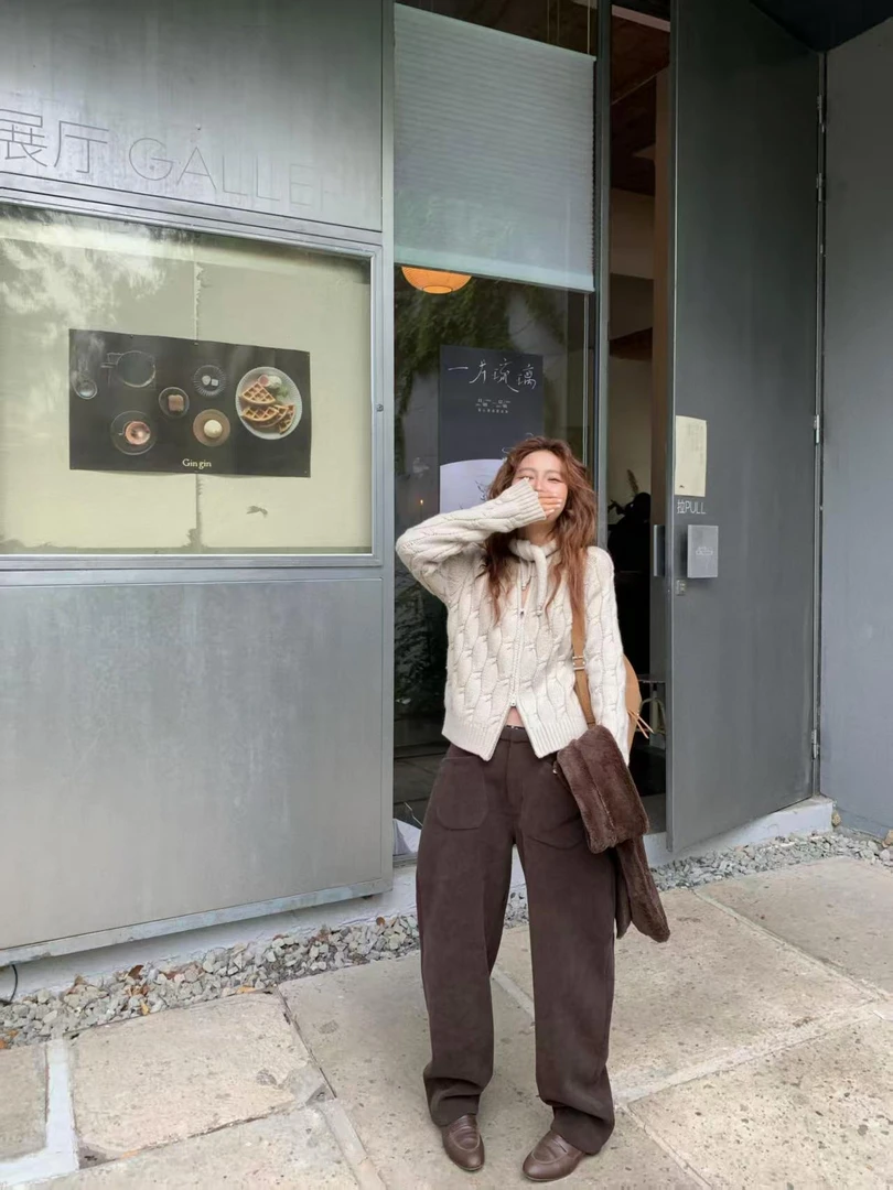 时尚两件套2025新款针织百搭复古日系外穿长袖上衣气质显瘦宽松女