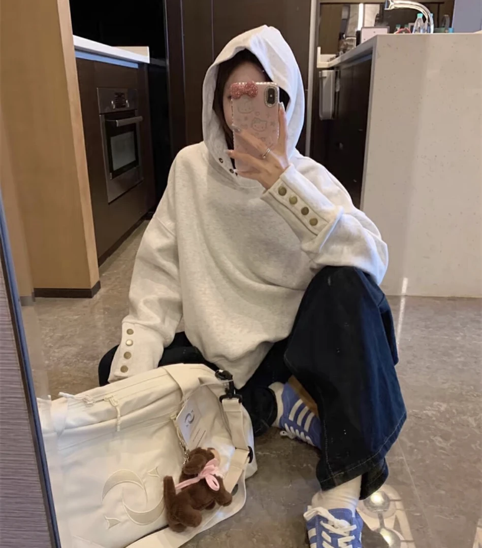 设计感宽松连帽休闲显瘦套头百搭卫衣