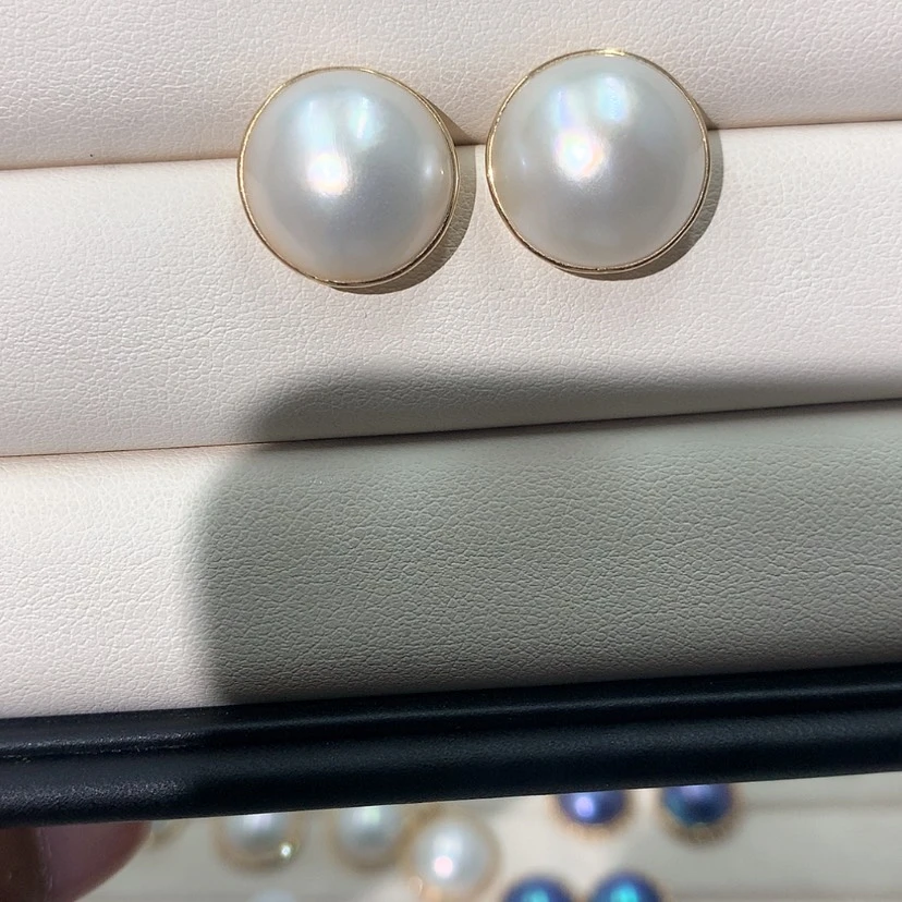 【闪购商品】耳饰拼合珍珠（马贝珠）18K金镶嵌