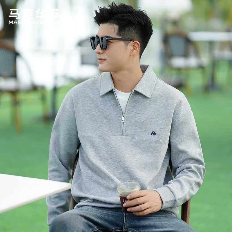 马克华菲潮牌假两件男士卫衣秋季新款高级感休闲百搭男生秋装上衣