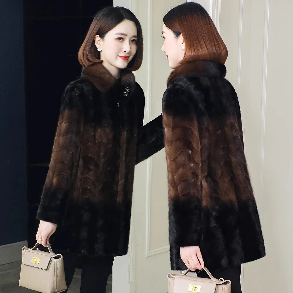 貂皮大衣女中老年妈妈2025冬季新款海宁裘皮水貂毛皮草外套中长款