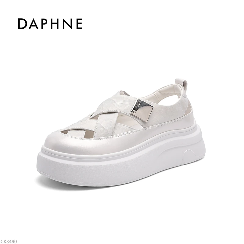 达芙妮透气镂空凉鞋女2025秋季新款时尚百搭包头厚底休闲鞋