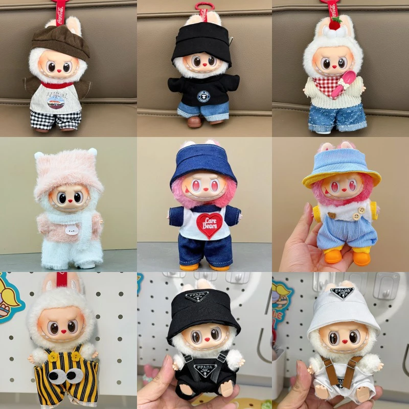 「高端品质娃衣」17厘米labubu娃衣一二三代拉布布衣服套装背带裤