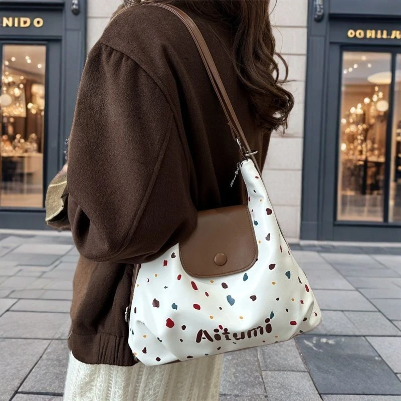 2025三用双肩包新款夏季复古大容量单肩通勤波点时尚百搭托特包s
